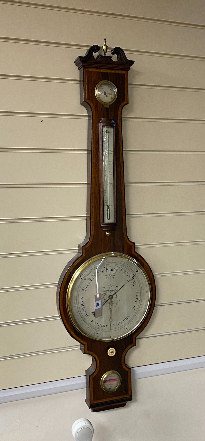 Abraham of Bath. A Regency rosewood wheel barometer, height 112cm